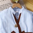 thumbnail image 5 of Rggeeun Toddler Girls Dresses Autumn Long Sleeve Shirt Dress Casual Striped Stylish Contrast Color Loose Fit Comfortable Kids Dresses Trendy O-Neck Sundress, 5 of 6