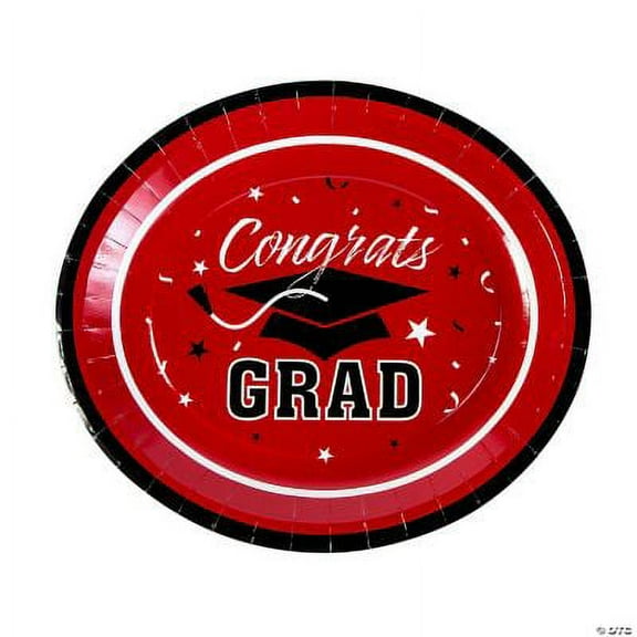 Fun Express Red Graduation Paper Banquet Plates - 25 Pack