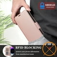 thumbnail image 5 of Feishell Wallet Case for iPhone 12 Pro / 12 6.1", Premium PU Leather Magnetic Closure Flip Kickstand Folio Case with RFID Blocking Credit Card Slots Shockproof Phone Cover with Wrist Strap,Rosegold, 5 of 7