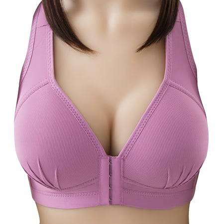 

YXGla Women Push Up Soft Bra Front Closure Solid Color Brassiere Wireless Underwear
