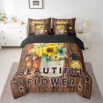 thumbnail image 2 of Homewish Rustic Cowboys Boots 7-Piece Bedding Comforter Set,Beautiful Flower Sunflower King Bedding Sets,Old Barn Door Bed Sheets For Boys,Super Cozy Room Decor Reversible, 2 of 8