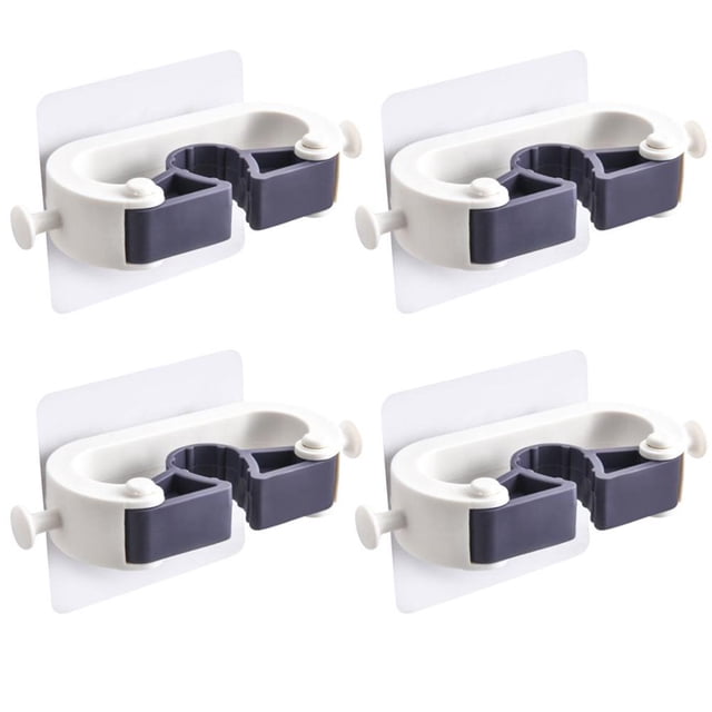 4Pcs Mop Holders Multi-function Self Adhesive Storage Racks Wall-mounted Mop Broom Clips for Home Kitchen Bathroom