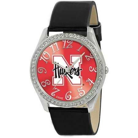 Game Time NCAA Women's University of Nebraska Cornhuskers Glitz Watch, Silver