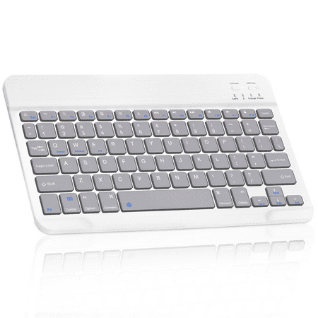 Ultra-Slim Bluetooth rechargeable Keyboard for TCL 20Y and all Bluetooth Enabled iPads, iPhones, Android Tablets, Smartphones, Windows pc - Stone Grey