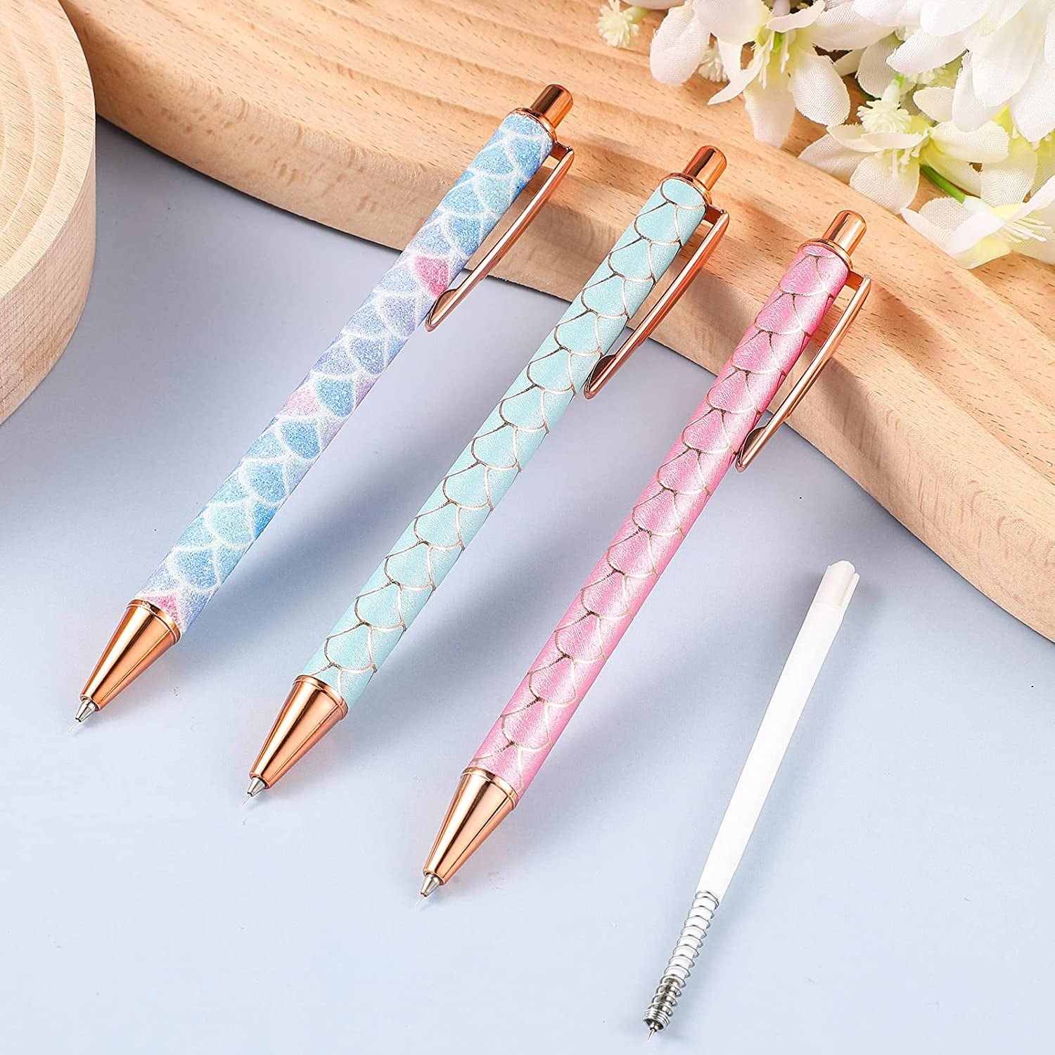 2 Pieces Weeding Pen Vinyl Pen Pin Weeding Tool Fine Point Weeding Tool Glitter Metal Vinyl Air Release or Car Puncturing Installation Retractable CR