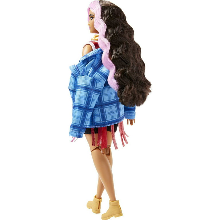 Barbie Extra Fashion Doll with Pink-Streaked Crimped Hair in