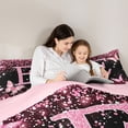 thumbnail image 5 of Manfei 3D Cartoon Butterfly Print 7pcs Queen Bedding,Colorful Monogrammed E Bedding Comforter Set Queen,Pink Reversible, 5 of 7