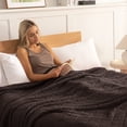thumbnail image 3 of Whale Flotilla Fuzzy Fleece King Size Blanket for Bed, Soft Fluffy Jacquard Waffle Blankets for All Season, Lightweight and Warm, 90x104 Inch, Coffee, 3 of 9