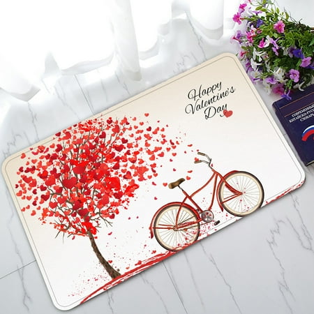 Bicycle Mat YKCG Tree of Love Heart Valentine's Day Bike Doormat Indoor/Outdoor/Bathroom Doormat 30x18 inches ()