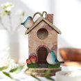thumbnail image 3 of Casa de pájaros colgante para exteriores, casa de pájaros de resina decorativa para balcón de jardín, nido de pájaros para pinzones de pájaros Azul, 3 of 8