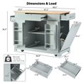 thumbnail image 3 of AENKYO Fluted Kitchen Island with Trash Can Storage Cabinet, Power Outlet, Internal Storage Rack, Rolling Kitchen Islands on 5 Wheels with 3 Drawer, 3 Open Side Racks for 10 Gallon Garbage Bin,Green, 3 of 12
