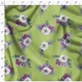 thumbnail image 4 of Soimoi Green Moss Georgette Fabric Leaves & Anemone Floral Printed Fabric 1 Yard 42 Inch Wide, 4 of 5