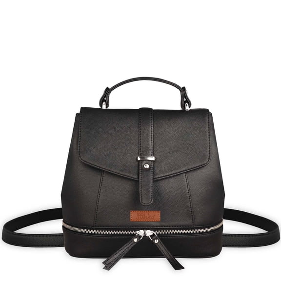 Sishka Black Backpack for Women – Multi-Use Vegan Leather Purse, Shoulder Bag & Handbag for Work, Daily Use & Travel