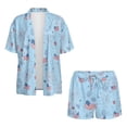 thumbnail image 4 of Xoenoiee Blue American Flag Firework Print Women's 2 Piece Outfit Cover Up Half Sleeve Blouse Shorts Set 4th of July Summer Beach Vacation Resort Wear Plus Size, L, 4 of 7
