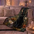 thumbnail image 6 of Enchanting Black Cat in Moonlit Wildflower Garden, Mystical Floral Flannel Blanket for Sofa Couch Bed Bedroom Home Decor Birthday Gift for Cat Lovers Cozy Room Accent, 6 of 9