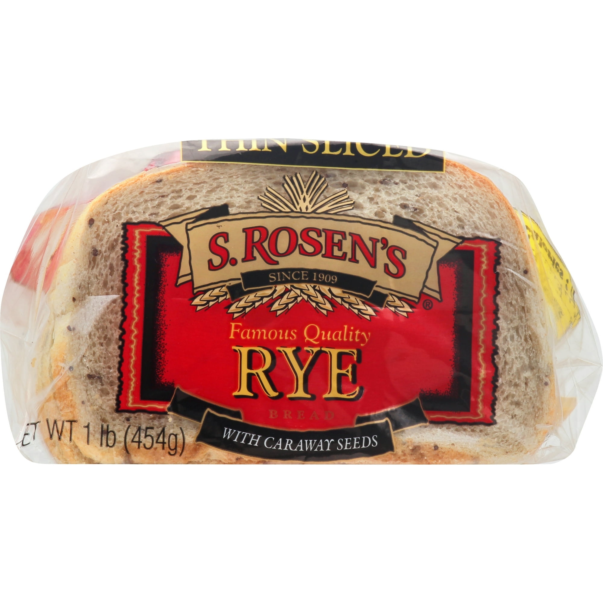 S. Rosen's Thin Sliced Rye Fresh Bread with Caraway Seeds, 16 oz. Loaf