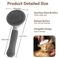 thumbnail image 3 of Euqvunn Cat & Dog Grooming Brush – Self-Cleaning Slicker Brush for Shedding, Removes Loose Fur & Tangles, Gentle & Skin-Friendly, Perfect for All Coat Types – Gray, 3 of 14