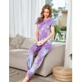 thumbnail image 4 of Ekouaer Womens Pajama Sets Short Sleeve Lounge Sets for Women Jogger Pajama Set 2 Piece Pj Sets, 4 of 6