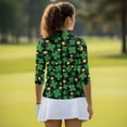thumbnail image 5 of Uorisanigo Lucky Four Leaf Clover Women's Golf Shirt with3/4 Roll Sleeve Versatile Women's Dry-Fit Golf Polo Shirts Fashionable Comfortable Quarter Zip Athletic Tops for Workout Sports, 5 of 7