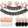30pcs Happy Retirement Party Decorations Rose Gold, Retirement Party Decorations for Women Men, Rose Gold Happy Retirement Banner Hanging Swirls, Retired 2020 Party Supplies Photo Backdrop for Office