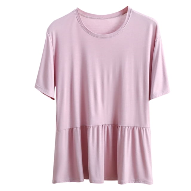 Yuyuzo Hauts de Pyjama pour Femmes à Manches Courtes Col Ras du Cou Haut Doux et Confortable Vêtements de Nuit Vêtements de Détente Vêtements d'Intérieur