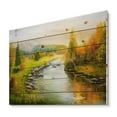 thumbnail image 2 of Designart 'Autumn Landscape With Forest River and Mountains' Lake House Print on Natural Pine Wood, 2 of 5