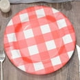 thumbnail image 2 of Efavormart 10 Pack | 13" Red / White Buffalo Plaid Disposable Serving Trays, Round Checkered Sunray Cardboard Charger Plates - 350 GSM, 2 of 10