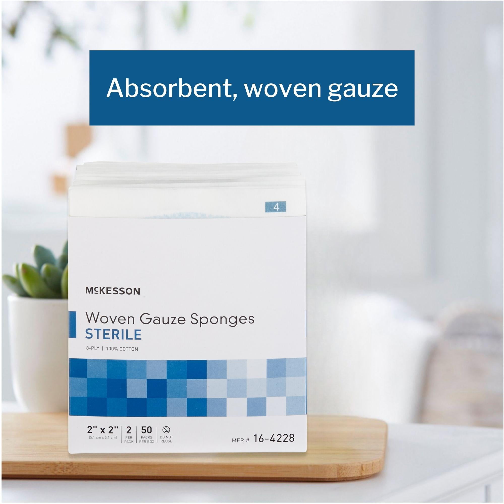 McKesson Gauze Sponges First Aid Supplies, Woven Wound Care Pad - 2 in x 2 in - 1500 Packs (2 per Pack), 3000 Gauze Pads