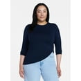 thumbnail image 2 of Time and Tru Women's Slim Crewneck Tee with Long Sleeves, Sizes XS-XXXL, 2 of 6