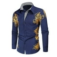 thumbnail image 2 of Patlollav Mens Shirts Fashion Casual Bronzing Print Long Sleeve Tops, 2 of 4