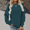 thumbnail image 4 of Latest Seasonal Must-Haves! HIMIWAY Fall Fashion Tops Women's Fashion Casual Long Sleeve Solid Round Neck T-shirt Top Pullover Blue S, 4 of 6