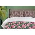 thumbnail image 4 of Ambesonne Monstera Duvet Cover Sets, Hawaiian Aloha Repetition, 2-King, Hot Pink and Fern Green, 4 of 7