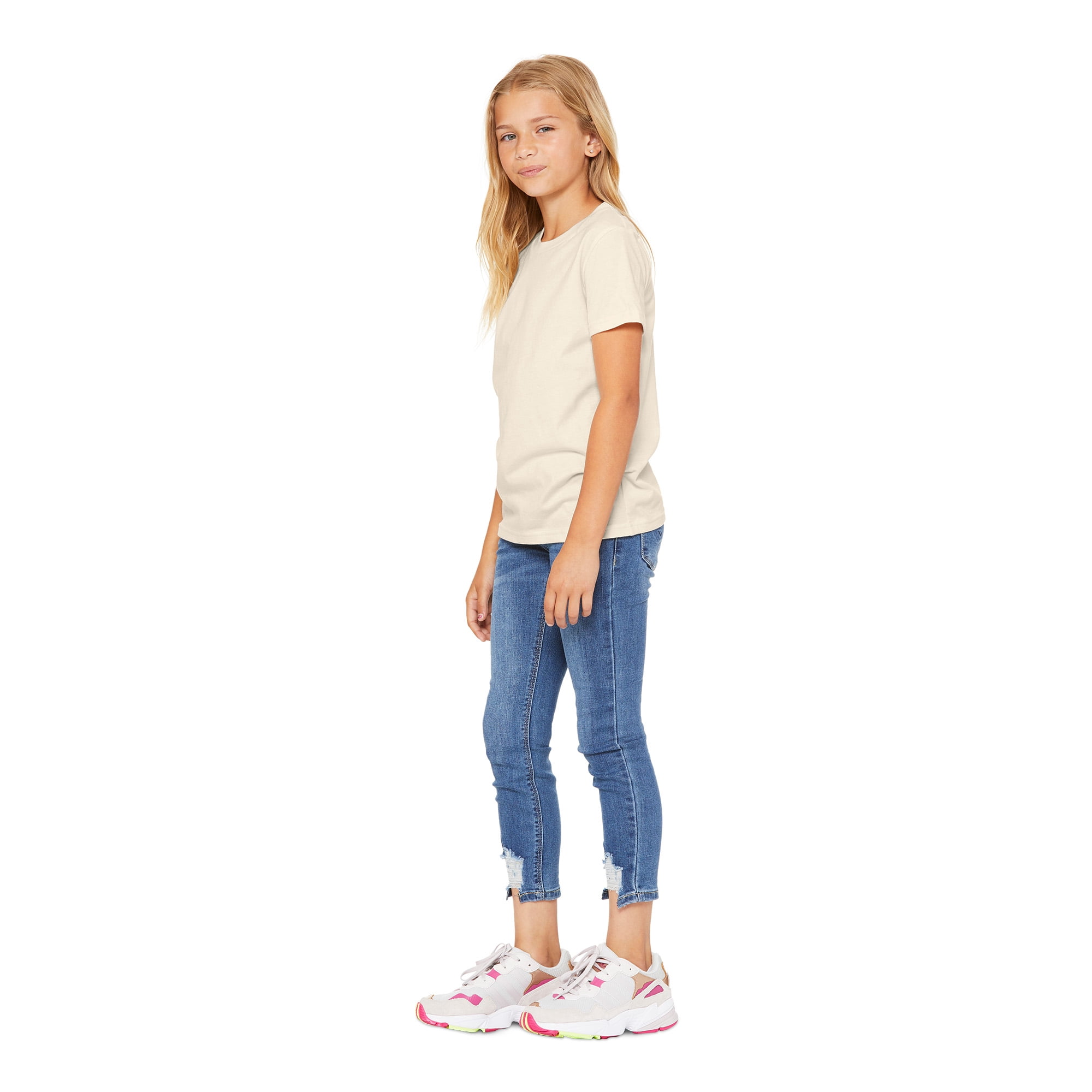 BELLA+CANVAS Youth Unisex Short Sleeve Crew Neck T-Shirt for Crafting, Natural, Youth Small