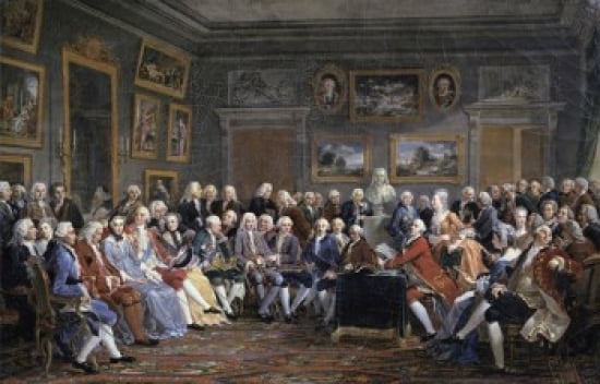 Posterazzi Reading Of The Tragedy Of Voltaire In The Salon Of Mrs Jeoffrin 1814 Anicet Charles Gabriel Lemonnier Musee des Beaux-Arts Rouen Canvas Art - Anicet Charles Gabriel Lemonnier (24 x
