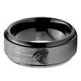 thumbnail image 2 of Tungsten Cowboy Cowboys Bandit Banditry Band Ring 8mm Men Women Comfort Fit Black Step Bevel Edge Brushed Gray Polished, 2 of 4