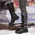 thumbnail image 6 of Knee High Boots Women Chunky Heel Round Toe Insulated Thick Booties 2025 Trendy Mid Calf Pull On Casual Warm Snow Boots, 6 of 9