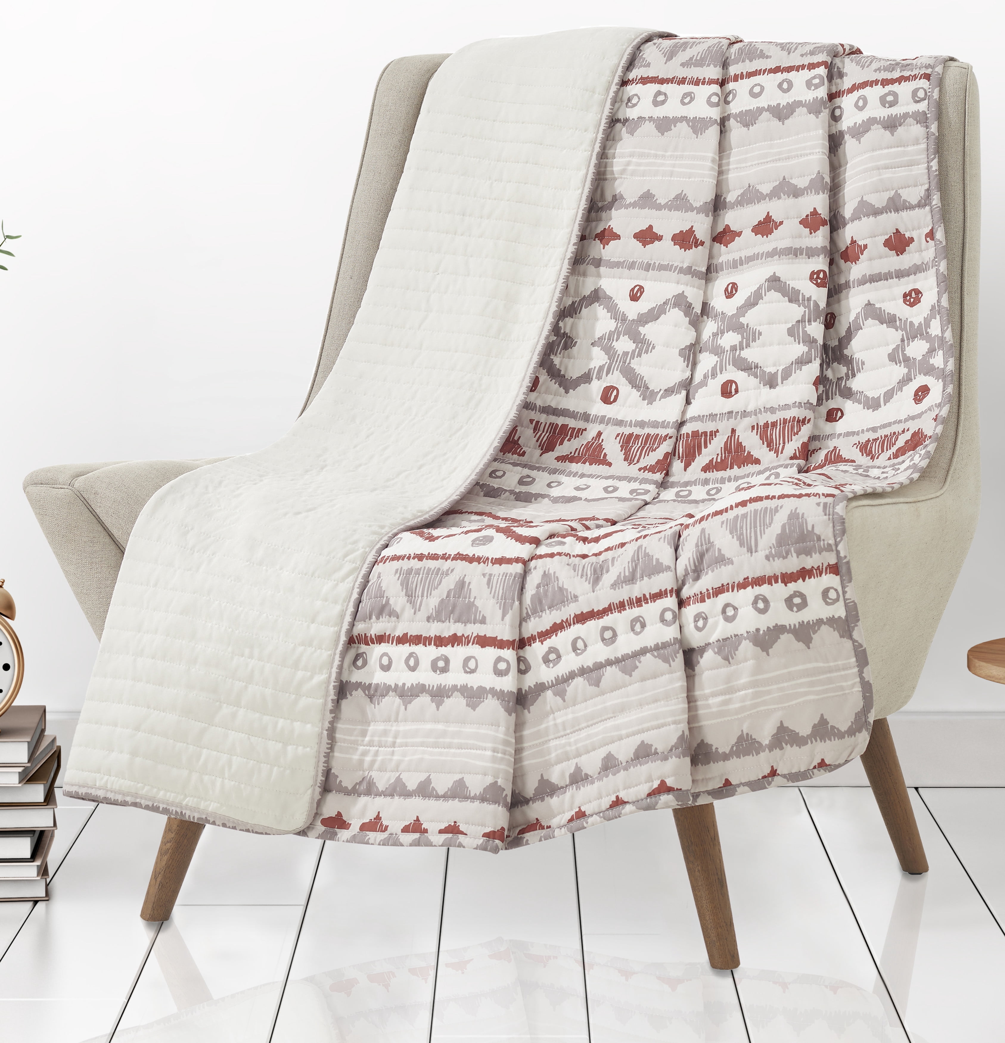 Bedding 3-piece Quilt Set, Natural/Rust, King, Adair by French Connection