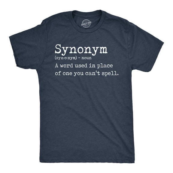 Mens Funny T Shirts Synonym Definition Sarcastic Graphic Novelty Tee for Men Graphic Tees