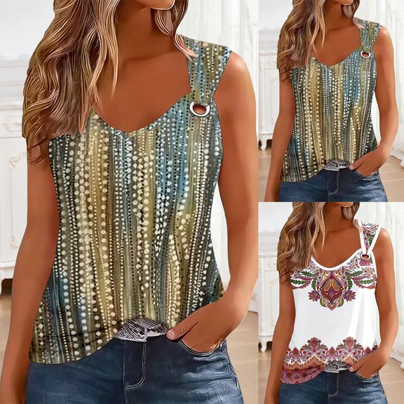 HCYSFG Women's Metal Silver Ring Cami Top, Sexy Halter Neck Graphic Tank Top, Trendy Summer Going Out Shirt