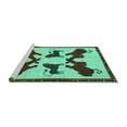 thumbnail image 2 of Ahgly Company Machine Washable Indoor Round Animal Turquoise Blue Traditional Area Rugs, 5' Round, 2 of 4
