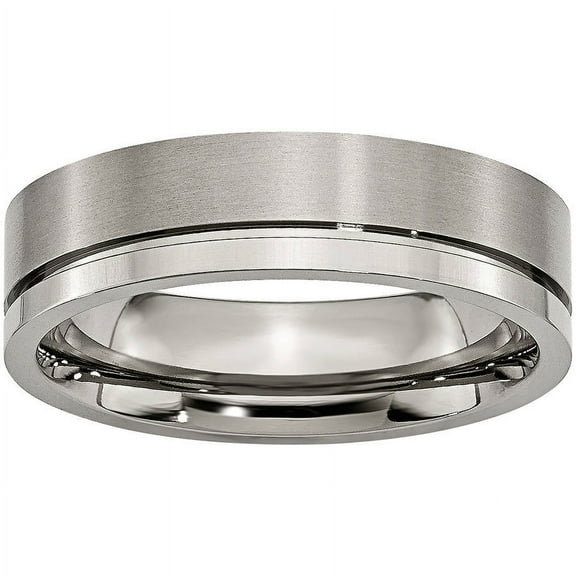 Titanium Grooved 6mm Brushed and Polished Band