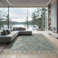thumbnail image 2 of ODIKA 6'x9' Beige Teal Geometric Pattern Decor Washable Area Rug Elegant Symmetrical Design with Ornate Details Easy Care, Non-Shedding, for Queen Size Bedroom Under Bed Master Suite, 2 of 6