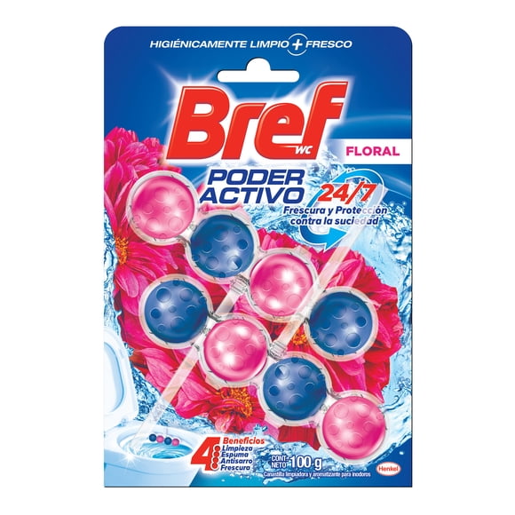 Canastilla limpiadora Bref WC Poder Activo Floral 100gr