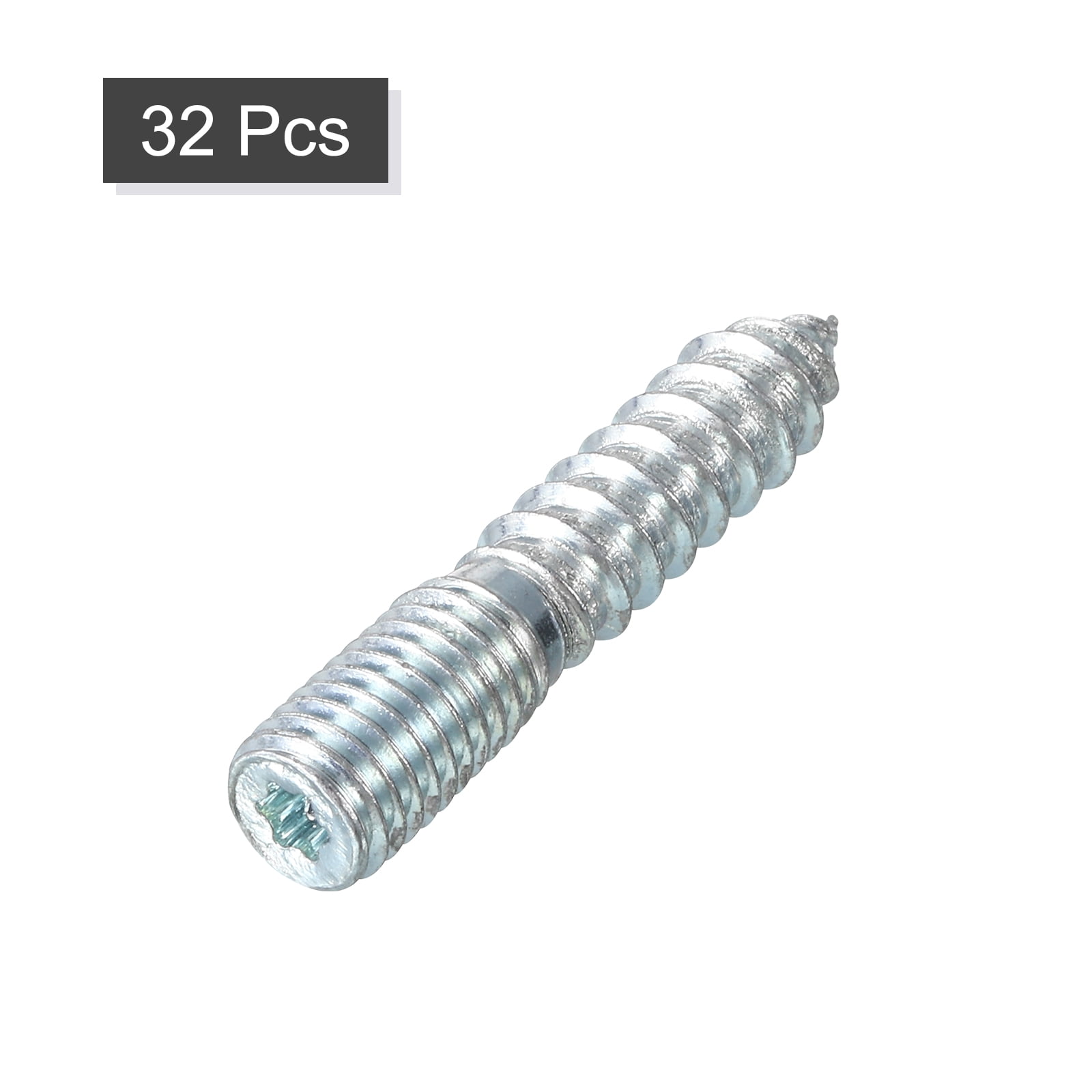 Uxcell 32Pack M10x50mm Hanger Bolt Double Headed Bolt Self-Tapping Screw for Furniture