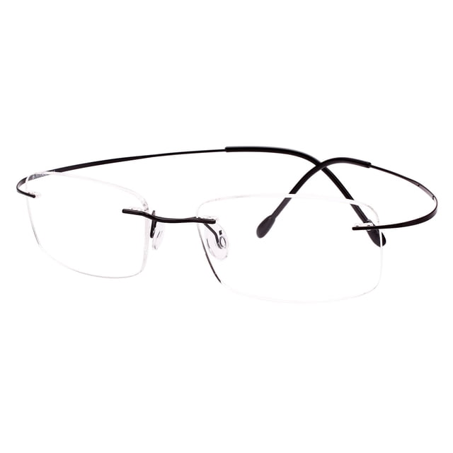 Agstum Titanium Rimless Flexible Frame Hingeless Optical Eyeglasses Clear Lens (Black, Non-Prescription Clear Lens / 55)