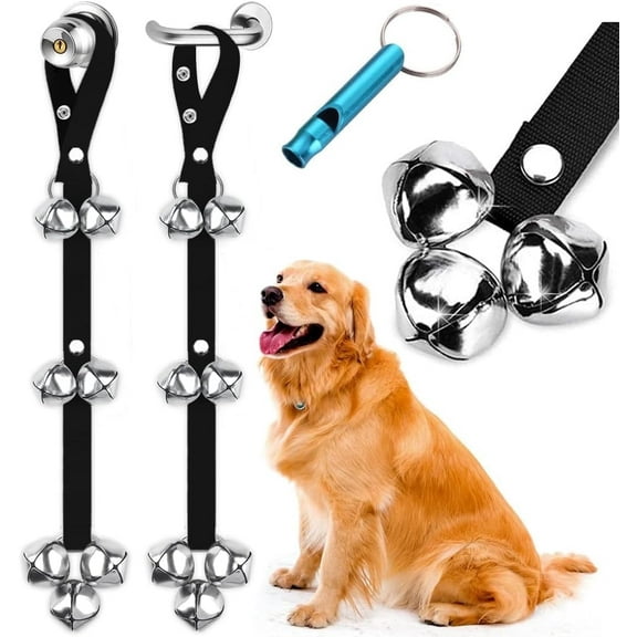 Emlimny Dog door bells,Adjustable Door Bell Length for Small Medium and Large Dogs,puppy bells for door potty training,Black(2Pack)