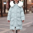 thumbnail image 2 of hoksml Big Girls (5-16 yrs) Long Puffer Coat with Hood Thick Winter Jacket Zip Up Insulated Parka with Pockets, 2 of 9