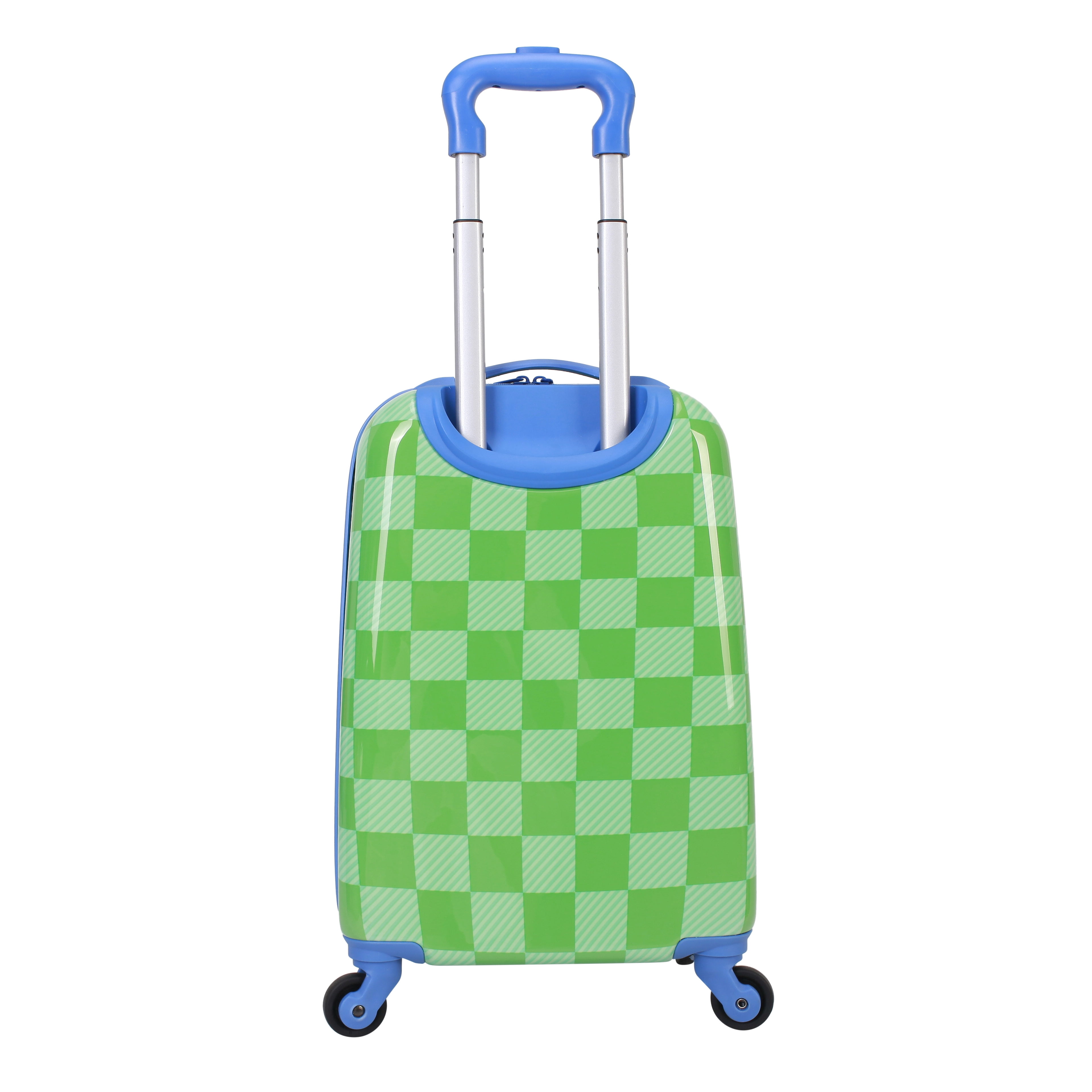 CRCKT Kids Boy 21" Checker Hardside Carry-on Luggage With 360 Spinner Wheels, Poison Green - Green and Blue