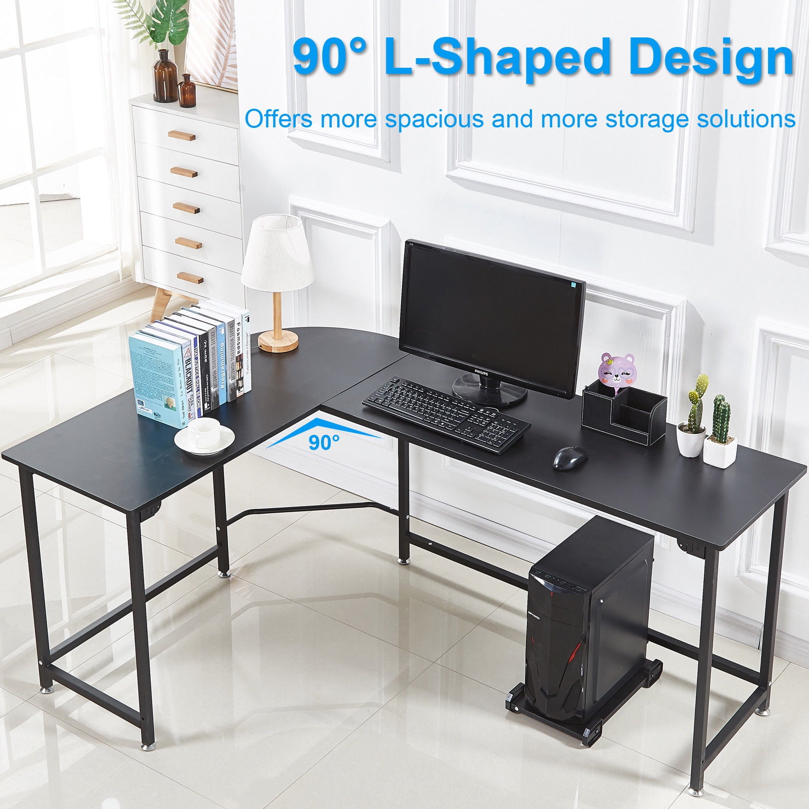 L-Shaped Corner Desk Computer Desk Laptop Table Steel Office Home Workstation-L 