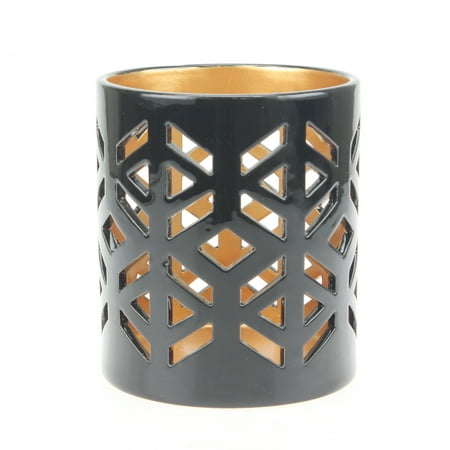 Plain Hurricane - Better Homes & Gardens Black and Gold Ceramic Hurricane